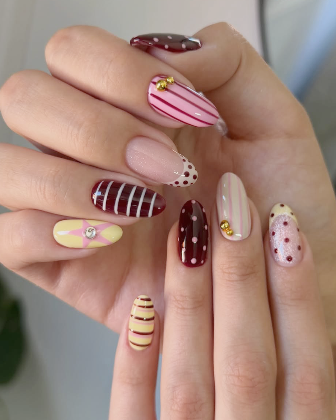 creative polka dots ideas nail art with stripes and patterns