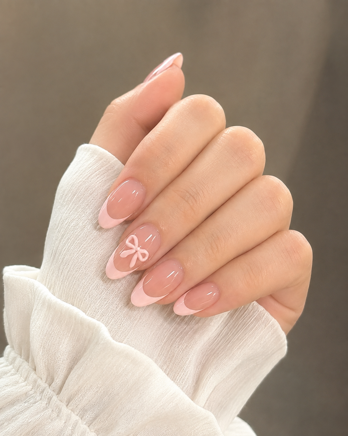 Back to school nails with a soft milky pink glossy manicure