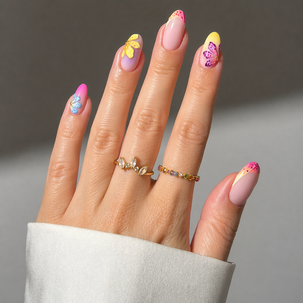 romantic 3d flower nails layered petals floral design