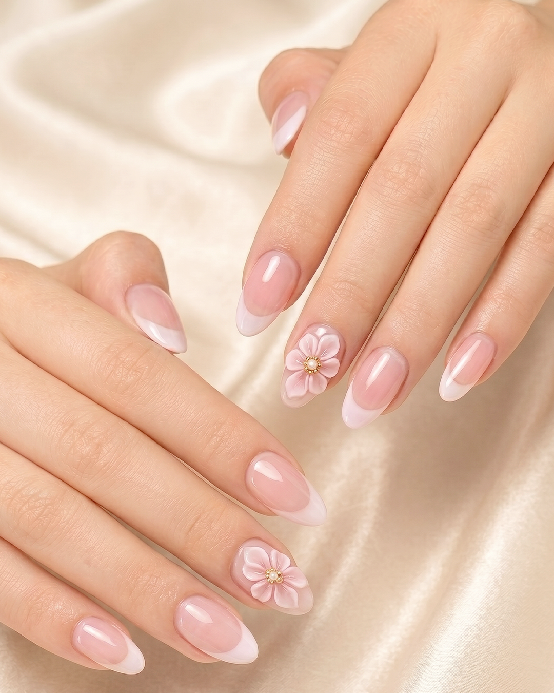 7 Flower Nail Designs for a Fresh, Feminine Manicure 6 A minimal pink daisy manicure with glossy nude-pink nails and soft floral accents.
Alt text: Simple flower nail design featuring glossy pink nails, soft daisy accents, and a clean feminine finish. This minimal floral manicure is ideal for simple flower nails, daisy nails, pink floral nails, natural flower nail designs, and elegant everyday nail art.