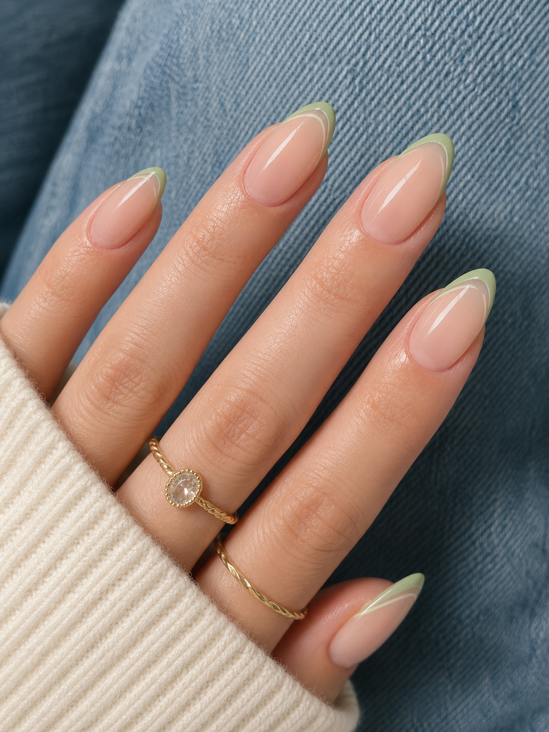 Chic & Simple Mother’s Day Nails Ideas for a Timeless Look | Plush Nail Bar 6 green French tip minimalist Mother’s Day nails fresh spring design