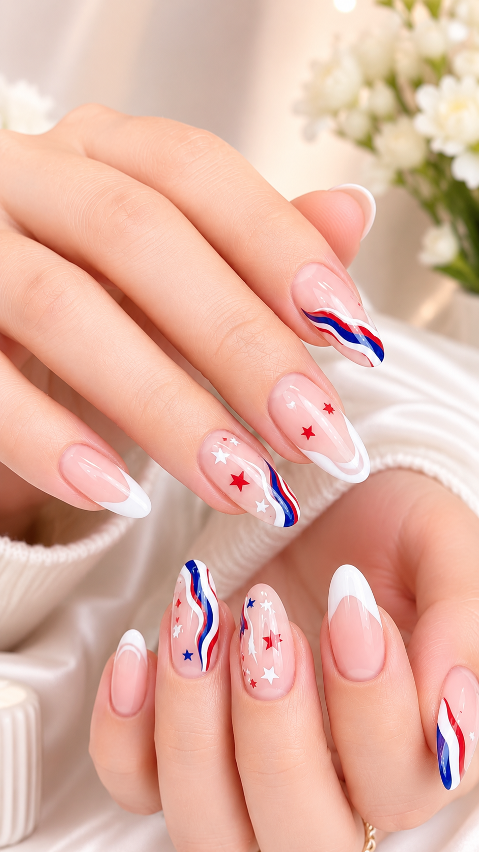 Top 4th of July Nail Ideas You'll Love This Summer | Plush Nail Bar 3 Almond patriotic nail ideas for Independence Day