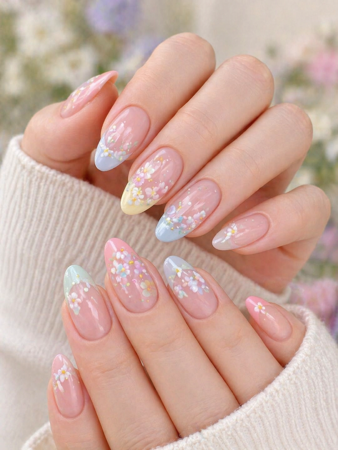 pastel floral nails soft girl aesthetic manicure