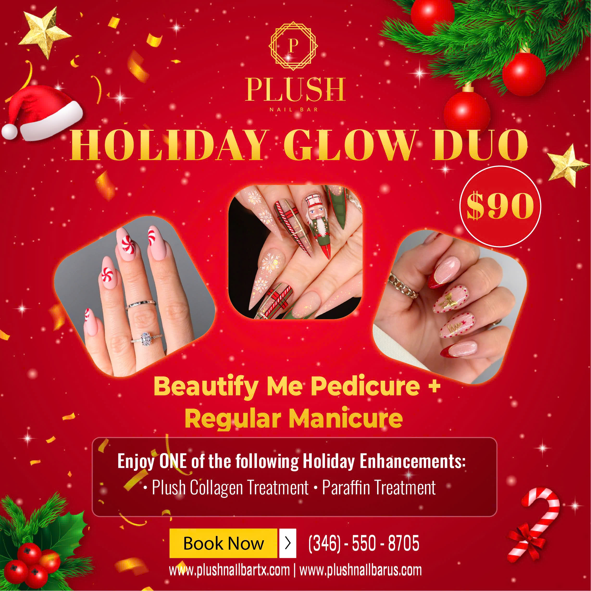 Top 5 Holiday Spa Packages at Plush Nail Bar – Relax & Shine 2 Plush Nail Bar Holiday Relax Retreat package showcasing pedicure and reflexology services with seasonal décor.